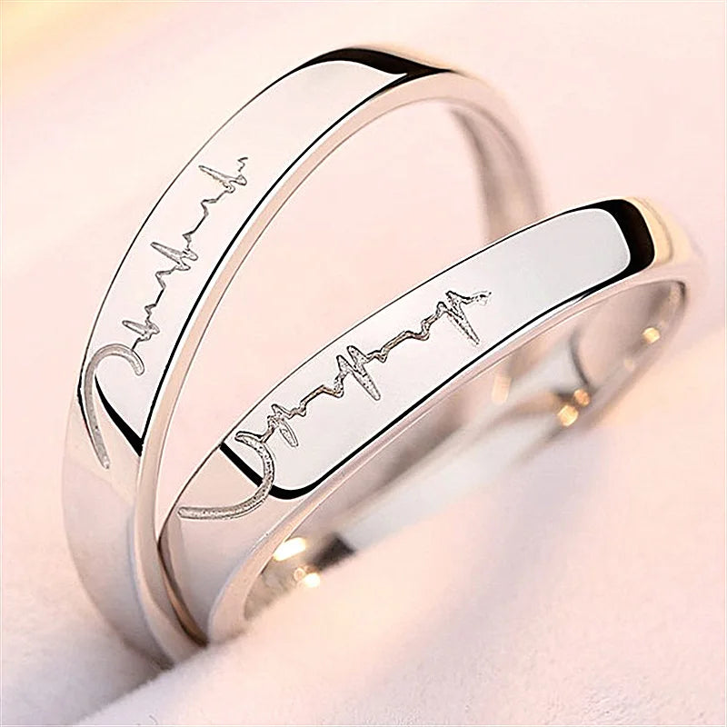 2Pcs/sets Zircon Heart Matching Couple Rings Set Forever Endless Love Wedding Ring For Women Men Charm Valentine's Day Jewelry