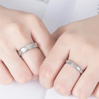 2Pcs/sets Zircon Heart Matching Couple Rings Set Forever Endless Love Wedding Ring For Women Men Charm Valentine's Day Jewelry