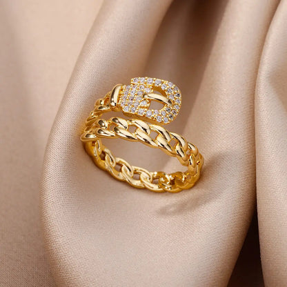 Zircon Stone Rings for Women Stainless Steel Gold Color 2024 New Trend Wedding Ring Jewelry Gift bague femme anillos mujer