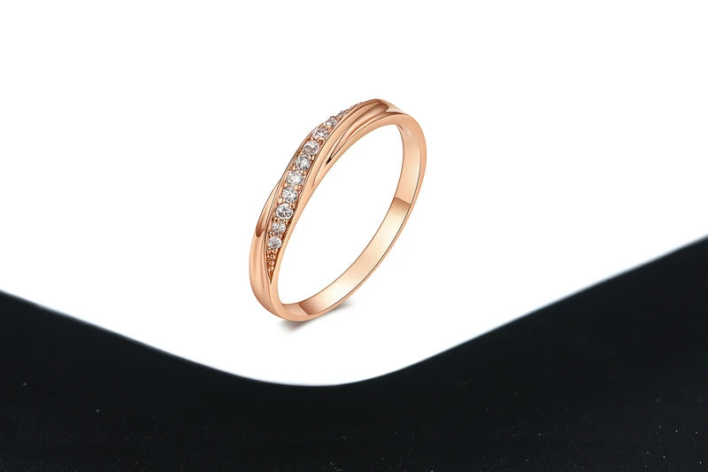 ZHOUYANG Wedding  Ring For Women Lovers Simple Cubic Zirconia Rose Gold Color Fashion Jewelry  ZYR314 ZYR317